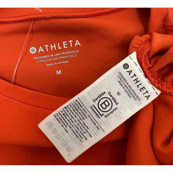 Athleta Aurora Ruched Tank Top Womens M Orange Excellent Mock Neck S/658470-00 - Picture 6 of 8